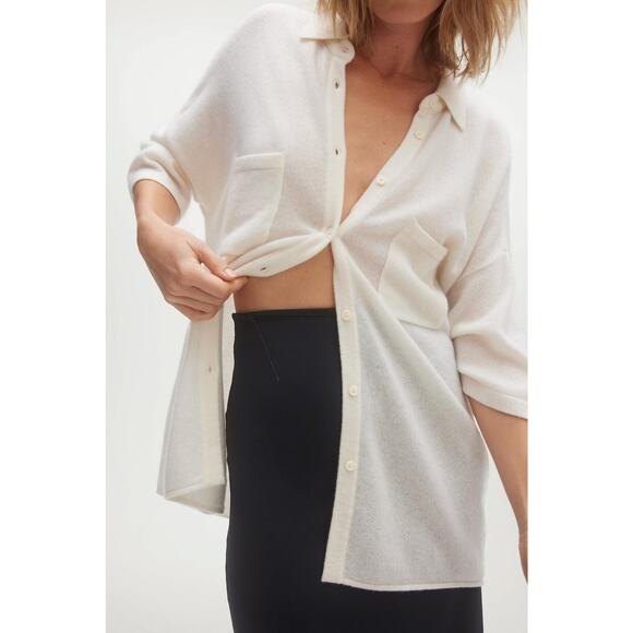 Naked Cashmere Rue Button-up Cashmere Top Ecru - S - Picture 3 of 5